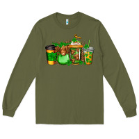 Army Green longhaired cow st patricks coffee Long Sleeve Tee - Jasminsmagicworld