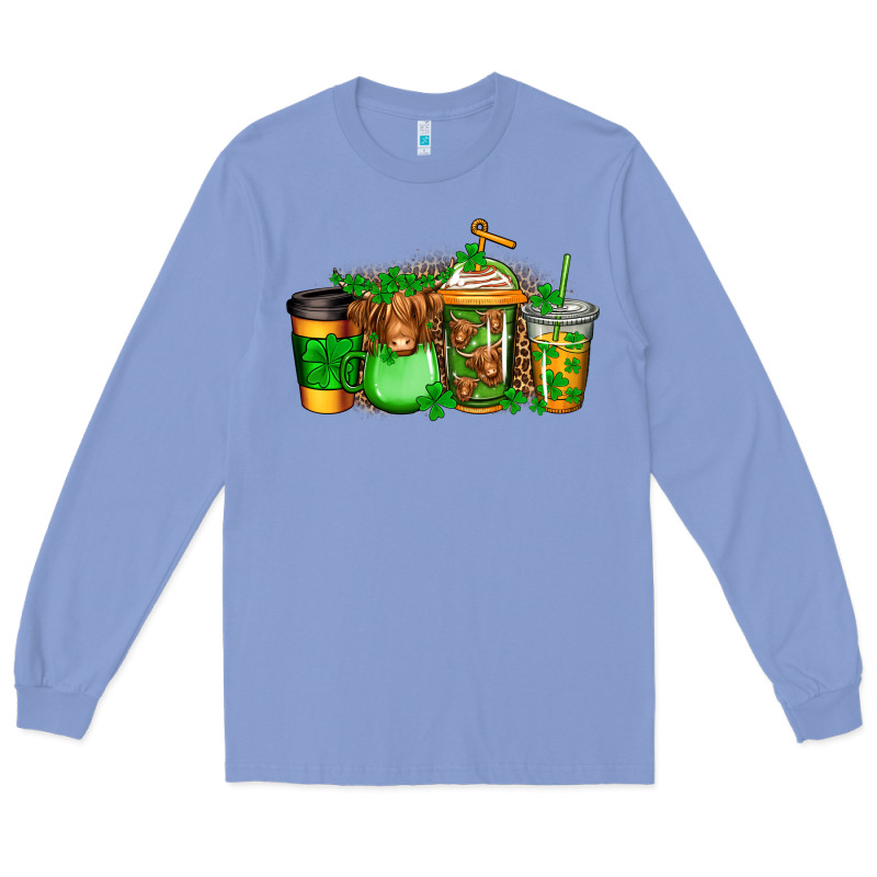 Longhaired Cow St Patricks Coffee Long Sleeve Tee by Jasminsmagicworld | Teevron