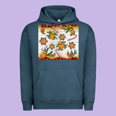Christmas Gingerbread Cookies And Candy Cane Urban Hoodie Designed By Nancycooperartshop