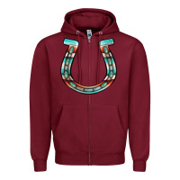 Burgundy serape turquoise horseshoe Zipper Hoodie - Jasminsmagicworld