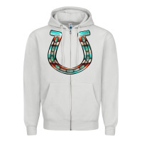 Dove Grey serape turquoise horseshoe Zipper Hoodie - Jasminsmagicworld