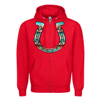 Red serape turquoise horseshoe Zipper Hoodie - Jasminsmagicworld