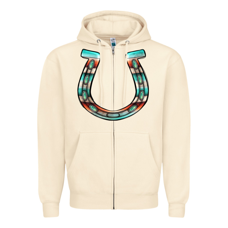 Serape Turquoise Horseshoe Zipper Hoodie by Jasminsmagicworld | Teevron