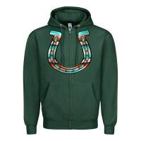 Sports Green serape turquoise horseshoe Zipper Hoodie - Jasminsmagicworld