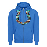 True Royal serape turquoise horseshoe Zipper Hoodie - Jasminsmagicworld
