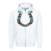 White serape turquoise horseshoe Zipper Hoodie - Jasminsmagicworld