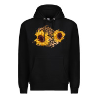Black sunflower leopard patch Premium Hoodie - AdoDesignShop