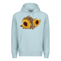Blue Mist sunflower leopard patch Premium Hoodie - AdoDesignShop