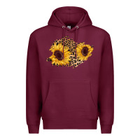 Burgundy sunflower leopard patch Premium Hoodie - AdoDesignShop