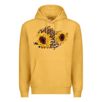 Mustard sunflower leopard patch Premium Hoodie - AdoDesignShop