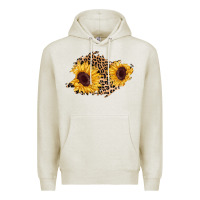 Oatmeal Heather sunflower leopard patch Premium Hoodie - AdoDesignShop