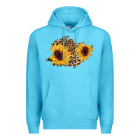 Ocean Blue sunflower leopard patch Premium Hoodie - AdoDesignShop