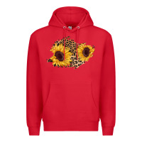 Red sunflower leopard patch Premium Hoodie - AdoDesignShop