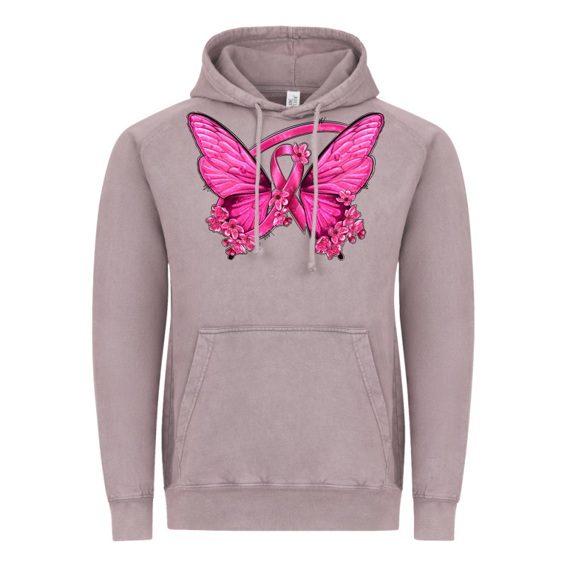 Breast Cancer Butterfly Vintage Hoodie by texasbilliewilder | Teevron