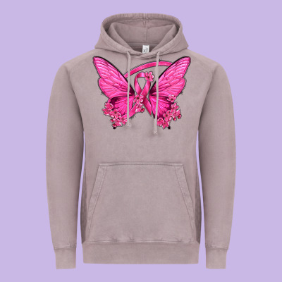 Breast Cancer Butterfly Vintage Hoodie Designed By Texasbilliewilder