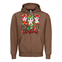 Chestnut Merry Christmas unicorns Zipper Hoodie - NancyCooperArtShop