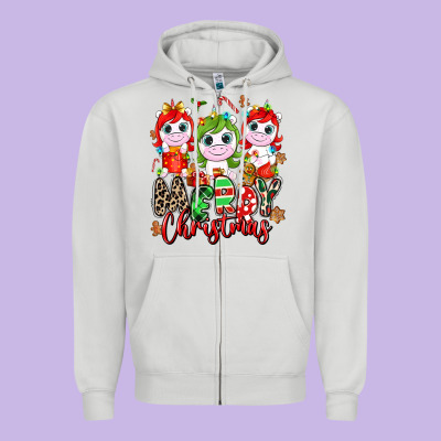 Merry Christmas Unicorns Zipper Hoodie Designed By Nancycooperartshop