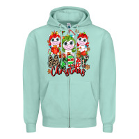 Seafoam Merry Christmas unicorns Zipper Hoodie - NancyCooperArtShop