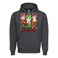 Smoke Merry Christmas unicorns Zipper Hoodie - NancyCooperArtShop