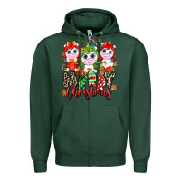 Sports Green Merry Christmas unicorns Zipper Hoodie - NancyCooperArtShop