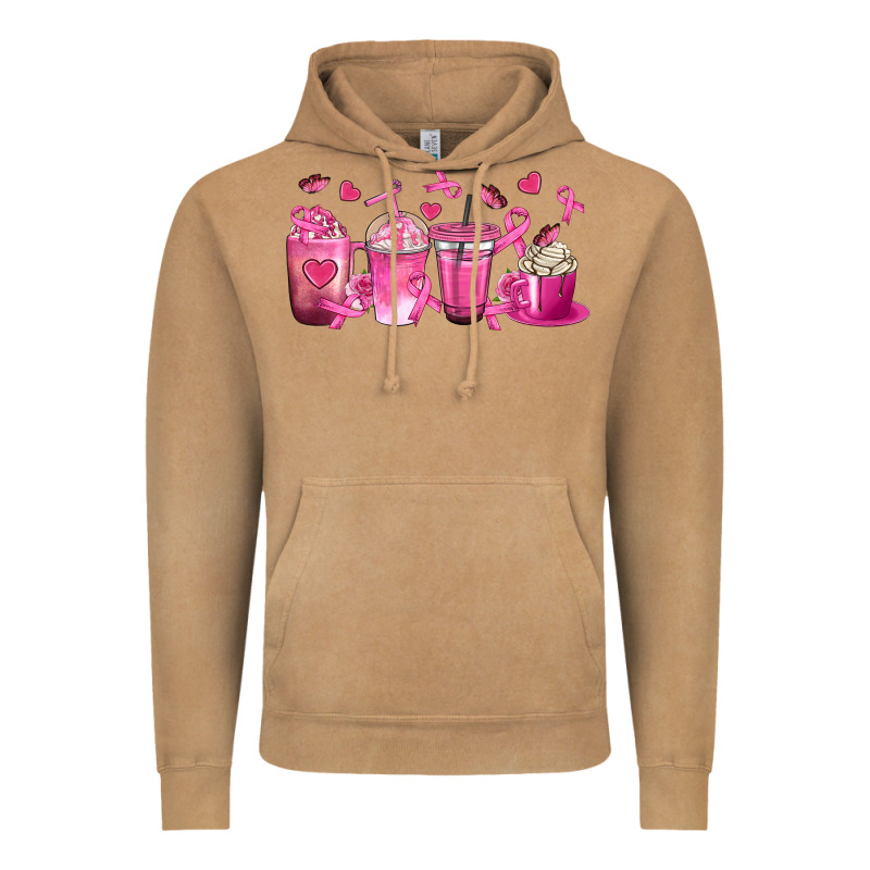 Breast Cancer Coffee Cups Vintage Hoodie by texasbilliewilder | Teevron