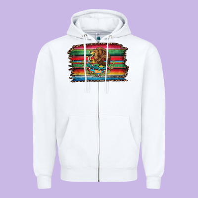 Serape Leopard Mexican Flag Zipper Hoodie Designed By Jasminsmagicworld