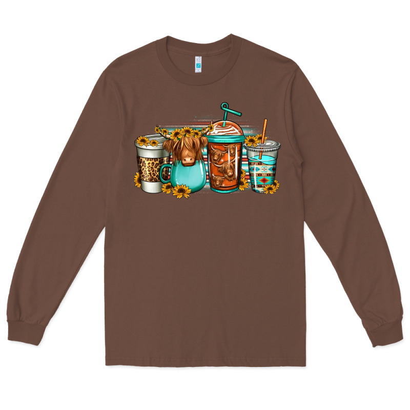 Longhaired Cow Coffee Cups Long Sleeve Tee by Jasminsmagicworld | Teevron