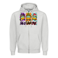 Dove Grey Happy Hallothanksmas school bus Zipper Hoodie - NancyCooperArtShop