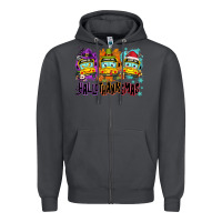 Smoke Happy Hallothanksmas school bus Zipper Hoodie - NancyCooperArtShop
