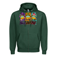 Sports Green Happy Hallothanksmas school bus Zipper Hoodie - NancyCooperArtShop