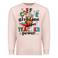 Pale Pink coffee gives me teacher power Premium Sweatshirt - NancyCooperArtShop