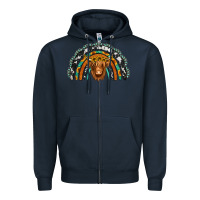 Navy turquoise cowhide sunflower headband highland cow Zipper Hoodie - Jasminsmagicworld
