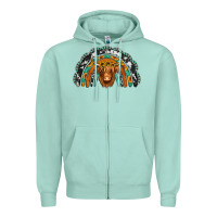 Seafoam turquoise cowhide sunflower headband highland cow Zipper Hoodie - Jasminsmagicworld