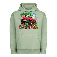 Pigment Oil Green merry christmas monster truck Urban Hoodie - texasbilliewilder