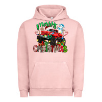 Pigment Salmon merry christmas monster truck Urban Hoodie - texasbilliewilder