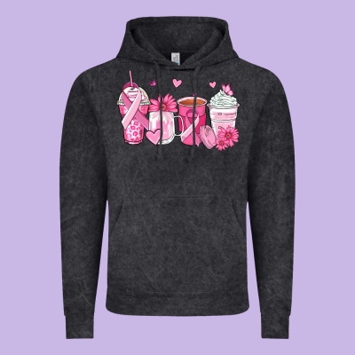 Breast Cancer Coffee Cups Vintage Hoodie Designed By Zillion Design Studio