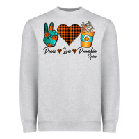 Heather Grey Peace Love Pumpkin Spice Heavyweight Sweatshirt - CowhideDigitalArt