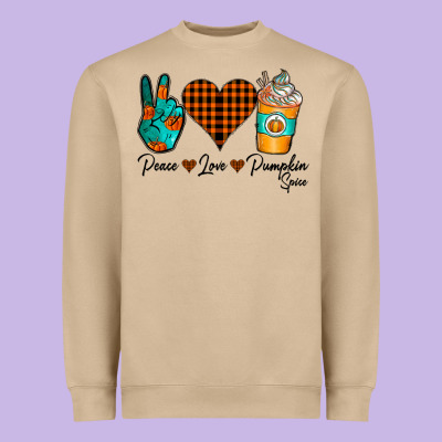 Peace Love Pumpkin Spice Heavyweight Sweatshirt Designed By Cowhidedigitalart
