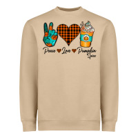 Mushroom Peace Love Pumpkin Spice Heavyweight Sweatshirt - CowhideDigitalArt
