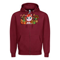 Burgundy Joy unicorn Christmas Zipper Hoodie - NancyCooperArtShop