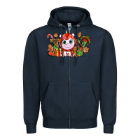 Navy Joy unicorn Christmas Zipper Hoodie - NancyCooperArtShop