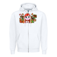 White Joy unicorn Christmas Zipper Hoodie - NancyCooperArtShop