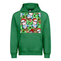Emerald Christmas cute hippo sitting Urban Hoodie - NancyCooperArtShop