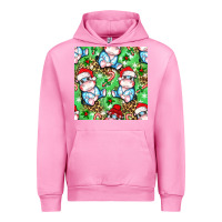 Fuchsia Pink Christmas cute hippo sitting Urban Hoodie - NancyCooperArtShop
