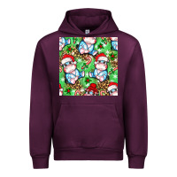 Mauve Wine Christmas cute hippo sitting Urban Hoodie - NancyCooperArtShop