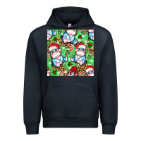 Navy Christmas cute hippo sitting Urban Hoodie - NancyCooperArtShop