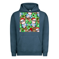 Pigment Midnight Navy Christmas cute hippo sitting Urban Hoodie - NancyCooperArtShop
