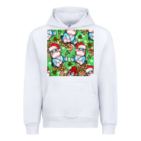 White Christmas cute hippo sitting Urban Hoodie - NancyCooperArtShop