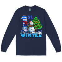 Navy first winter with snowman Long Sleeve Tee - AdoDesignShop