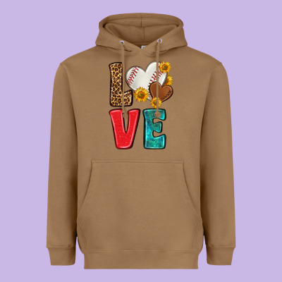 Western Love Baseball Heavyweight Hoodie Designed By Nancycooperartshop